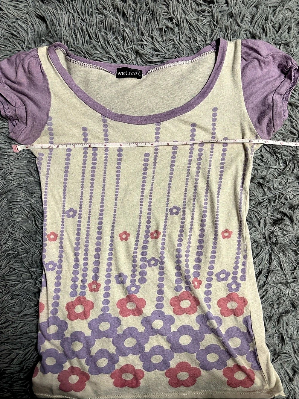 Y2K Wet Seal Floral Short Sleeve Top